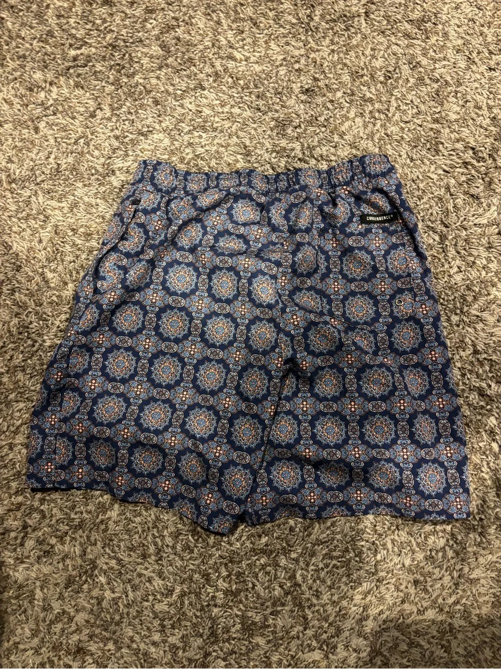 Men's Consequence Blue Geometric Print Swim Trunks